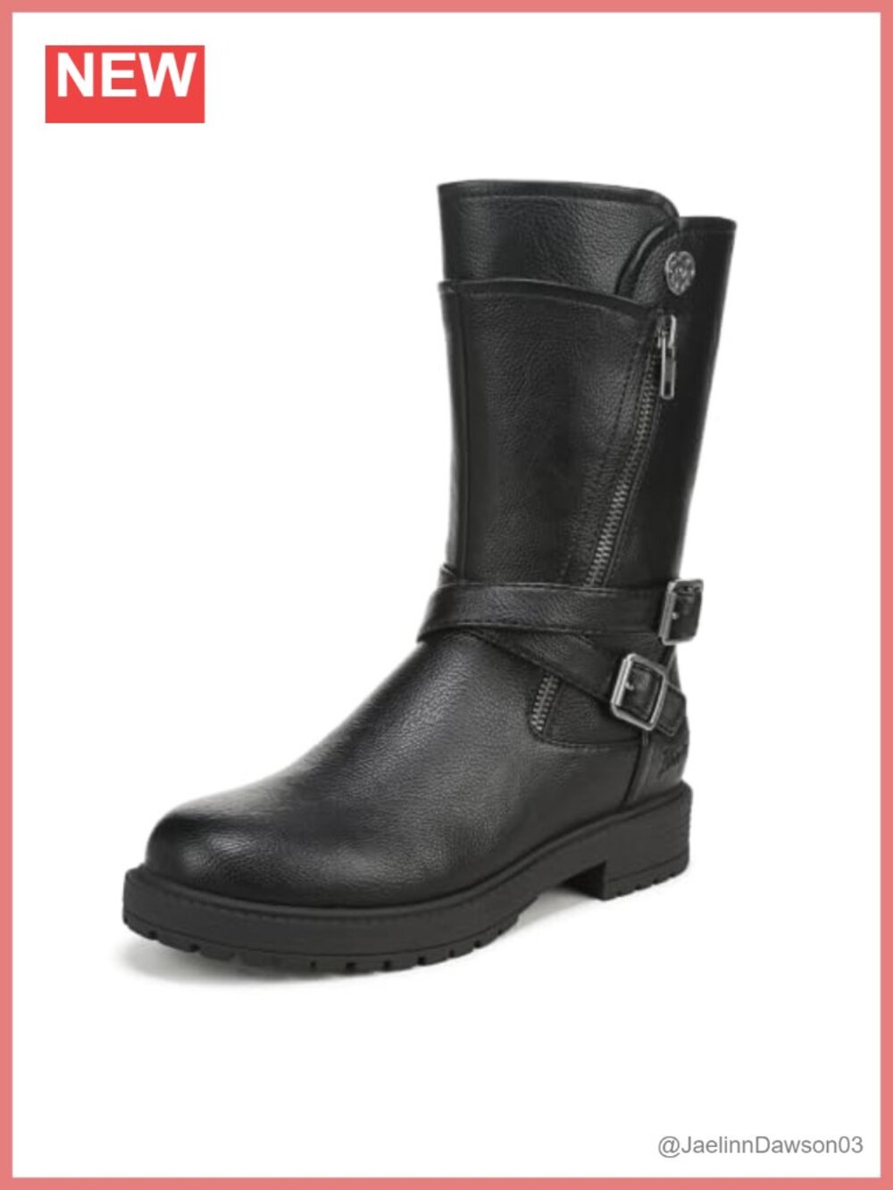 Tall Moto Boots Womens Faux Leather Knee-High Zip Buckle Vegan